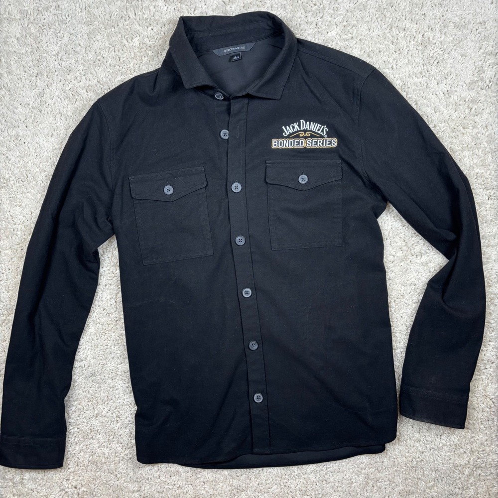 Mercer Mettle L Men Black L/S Shirt Jack Daniels Bonded‎ Series Embroidered Logo